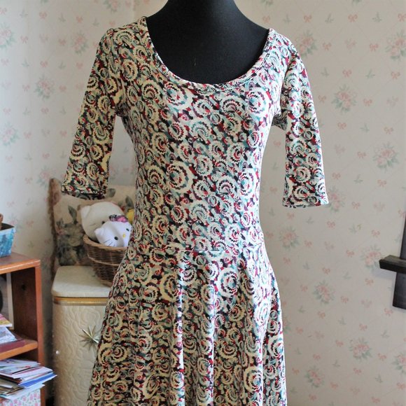 LuLaRoe Nicole Fit & Flare Dress, Small - Picture 2 of 7